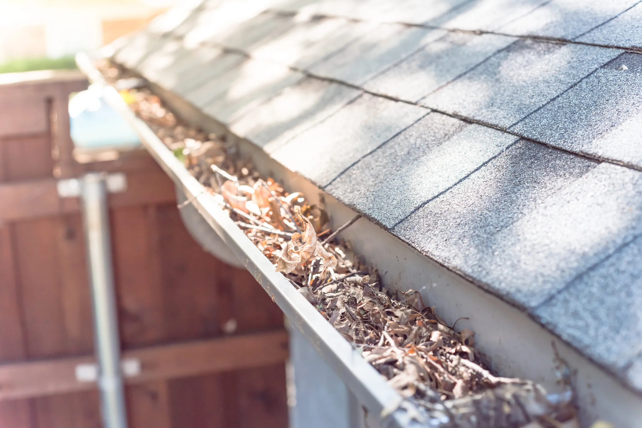 Gutter cleaning and home maintenance concept
