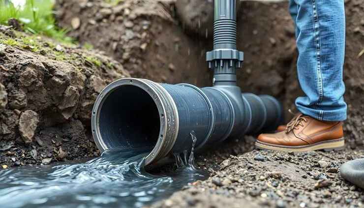 putting-place-drainage-pipes-outflow-rainwater-stormwater-underground-isolated-with-white